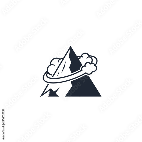 Graphic illustration of volcanic eruption landscape.