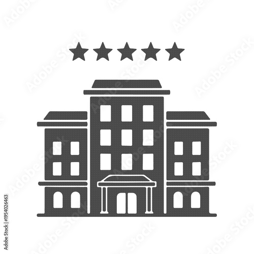 Five Star Hotel Building Icon Luxury Accommodation Hospitality and Premium Service Symbol