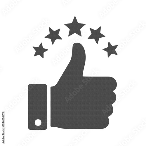 Thumbs Up with Stars Icon Approval Rating Positive Feedback and Review Symbol