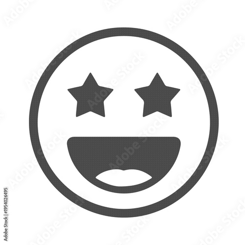 Happy Face with Stars Icon Positive Feedback Rating Satisfaction and Review Symbol