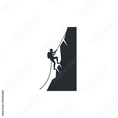 a person climbing a steep cliff.