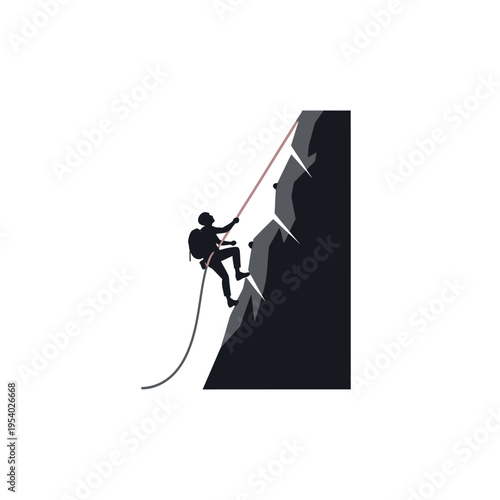Man climbing a steep cliff face.