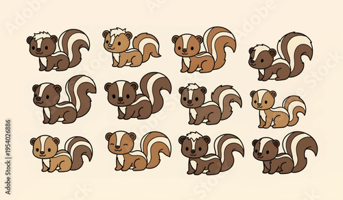 Collection of cartoon brown squirrels