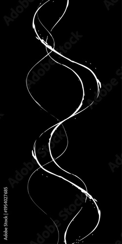 Monochrome Fluid Line Background, Abstract Black and White Flowing Curved Lines Vector, Modern Dynamic Swirl Shapes, Elegant Motion Design Elements.