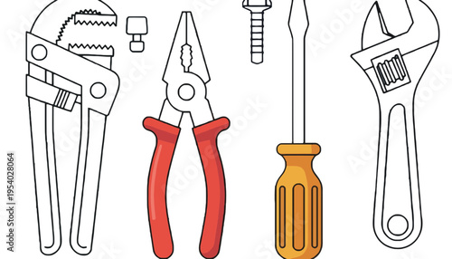 A set of colorful tool icons for repair and maintenance work
