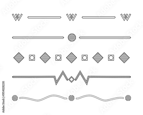 Collection vintage dividing lines for text, website, black on white, vector, design elements set