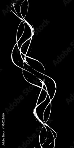 Monochrome Fluid Line Background, Abstract Black and White Flowing Curved Lines Vector, Modern Dynamic Swirl Shapes, Elegant Motion Design Elements.