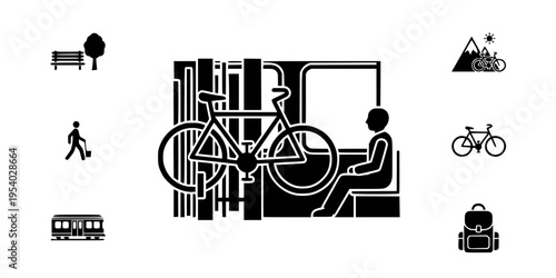 Bicycle Storage Train Car Instruction Icon