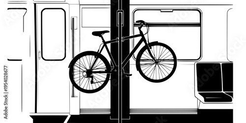Bicycle Storage Train Car Instruction Icon