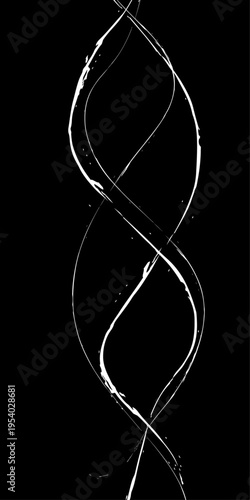 Monochrome Fluid Line Background, Abstract Black and White Flowing Curved Lines Vector, Modern Dynamic Swirl Shapes, Elegant Motion Design Elements.