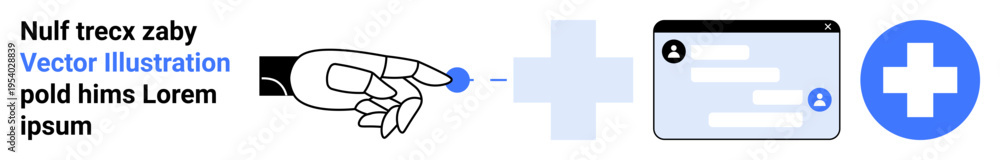 Fototapeta premium Healthcare, robotics, telemedicine, digital communication, technology, automation. ion of a robotic hand interacting with digital elements and healthcare icons. Healthcare and robotics portrayed