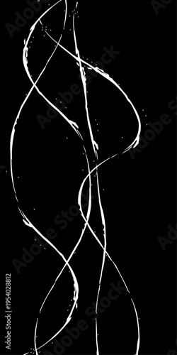 Monochrome Fluid Line Background, Abstract Black and White Flowing Curved Lines Vector, Modern Dynamic Swirl Shapes, Elegant Motion Design Elements.