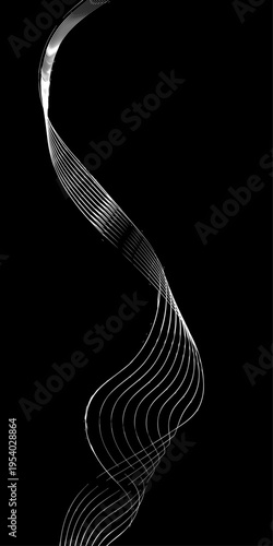Monochrome Fluid Line Background, Abstract Black and White Flowing Curved Lines Vector, Modern Dynamic Swirl Shapes, Elegant Motion Design Elements.