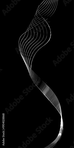 Monochrome Fluid Line Background, Abstract Black and White Flowing Curved Lines Vector, Modern Dynamic Swirl Shapes, Elegant Motion Design Elements.