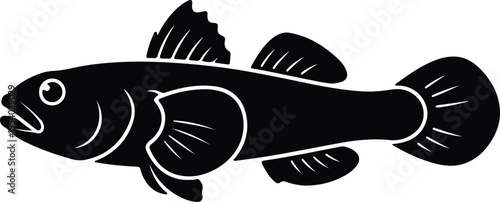 Vector silhouette of a small fish with fins and tail design
