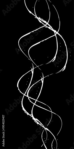 Monochrome Fluid Line Background, Abstract Black and White Flowing Curved Lines Vector, Modern Dynamic Swirl Shapes, Elegant Motion Design Elements.