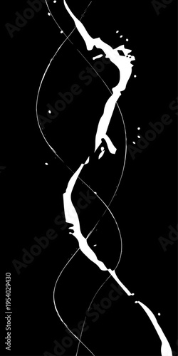 Monochrome Fluid Line Background, Abstract Black and White Flowing Curved Lines Vector, Modern Dynamic Swirl Shapes, Elegant Motion Design Elements.