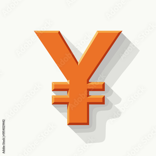 Orange yen symbol with shadow for currency representation, concept of finance, economy, or exchange. Useful for articles about monetary systems or global markets.