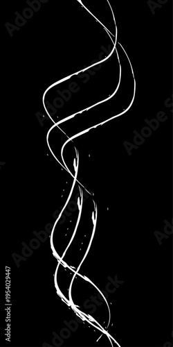 Monochrome Fluid Line Background, Abstract Black and White Flowing Curved Lines Vector, Modern Dynamic Swirl Shapes, Elegant Motion Design Elements.