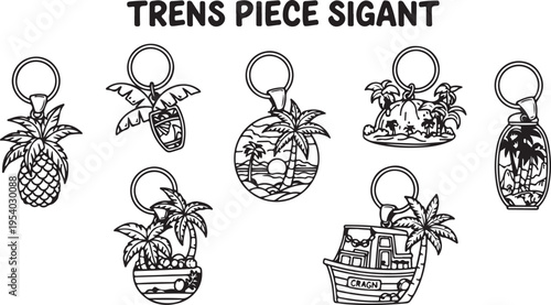 Unique and creative keychains featuring tropical themes and fruit designs Vector