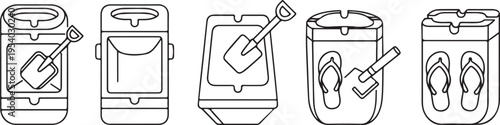 Illustration of a waterproof bag with a zipper and a carabiner attachment. Vector