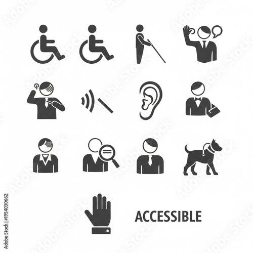 Accessibility Icons for Disabled People Services.
