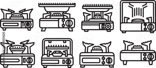 A variety of stoves and ovens with different designs and features Vector