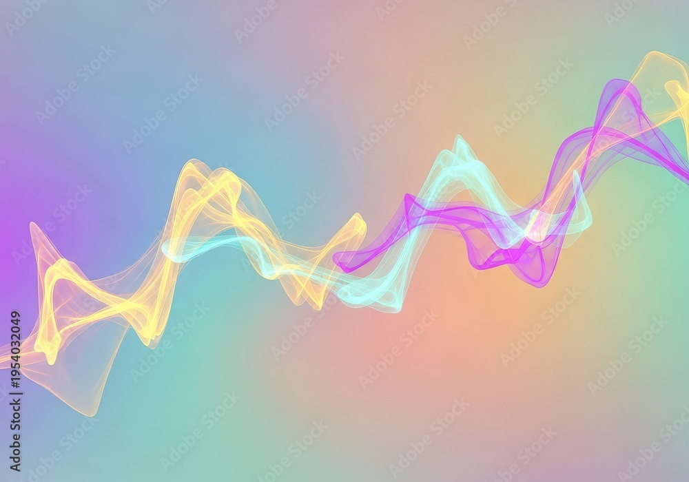 Obraz premium A gentle fusion of soft, pale colors creating a dreamy, foggy background texture. Abstract wisps of light floating in serene, flowing motion, lavender, soft, white