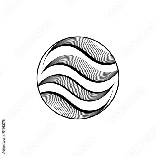 Black and White Golf Ball Illustration.