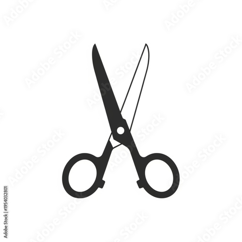 Black Scissors Silhouette Isolated on White.