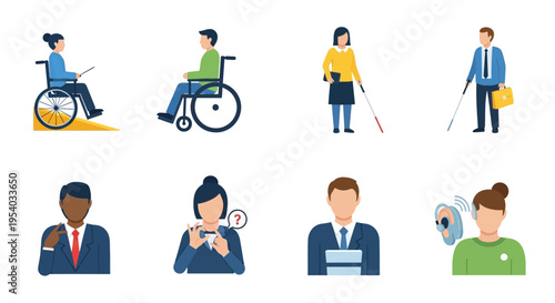Disability & Accessibility Icons: Diverse Abilities, Inclusion, Support, Wheelchair, Blind, Deaf, Sign Language, Universal Design