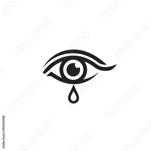 Crying Eye with Tear Drop Illustration.