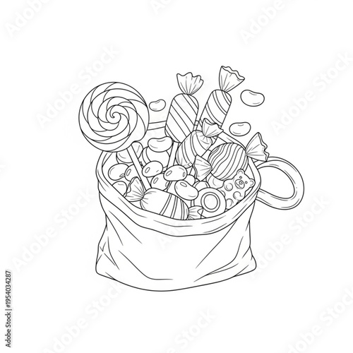 Assorted Sweets and Candies in Bag.