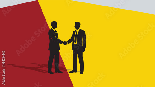 Businessmen Silhouette Handshake Deal Partnership Concept
