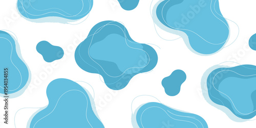 Abstract Blue Organic Shapes Pattern Background with Fluid Waves – Modern Aesthetic Design, Contemporary Decorative Art for Trendy Digital and Print Use