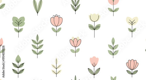 A delightful array of colorful flowers and plants in a repeating pattern