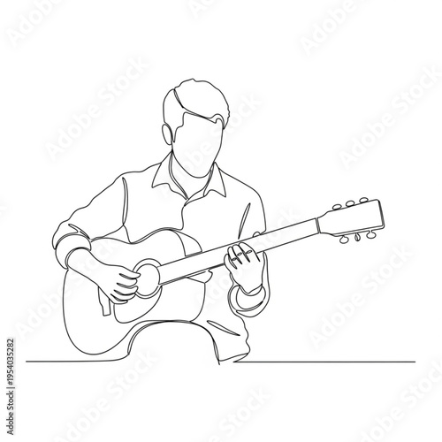 Man Playing Acoustic Guitar Illustration.