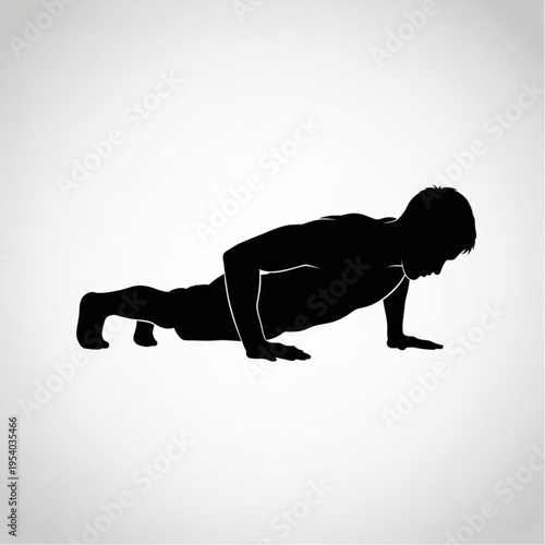 Man Doing Push Ups Exercise Silhouette.