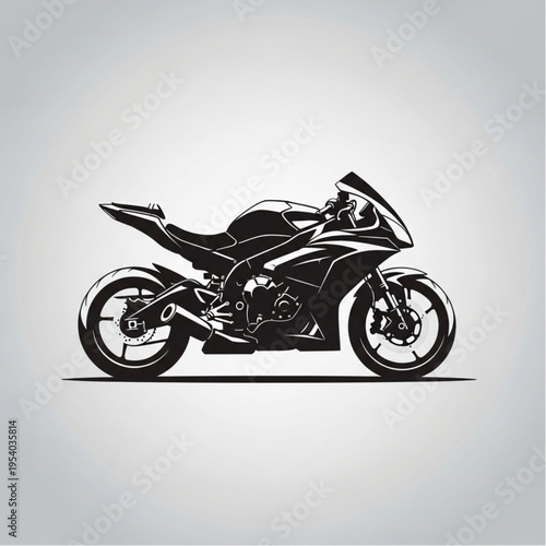 Black and White Motorcycle Illustration.