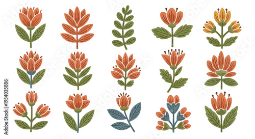 A delightful collection of vintage floral illustrations showcasing various flowers in a charming style