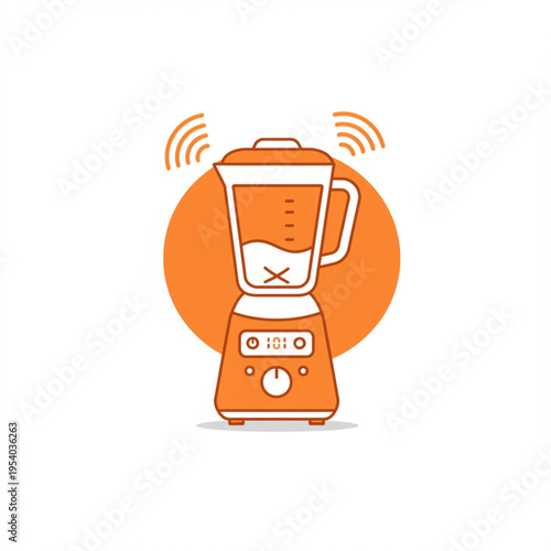 Orange Blender with Control Panel and Handle.