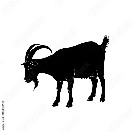 Black Silhouette of a Goat with Horns.