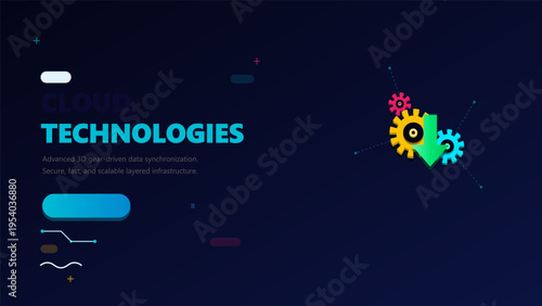 A modern digital illustration for cloud technologies featuring