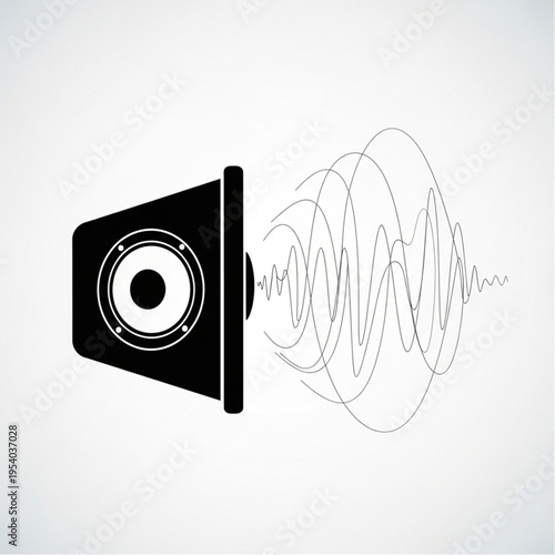 Speaker Emitting Sound Waves Illustration.
