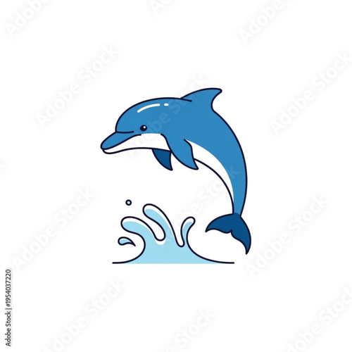 Blue Dolphin Jumping Out of Water.