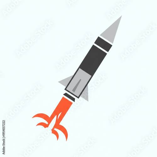 Illustration of a Rocket Ship Launching Upwards.