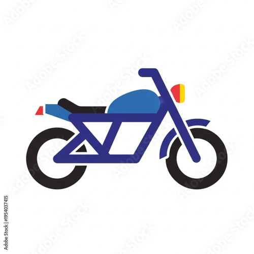 Blue Motorcycle Illustration Side View.