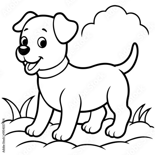 A fun cartoon illustration of a happy puppy, elephant, bear, and hippopotamus character smiling together as an isolated vector art drawing for a child interested in nature and zoo animals