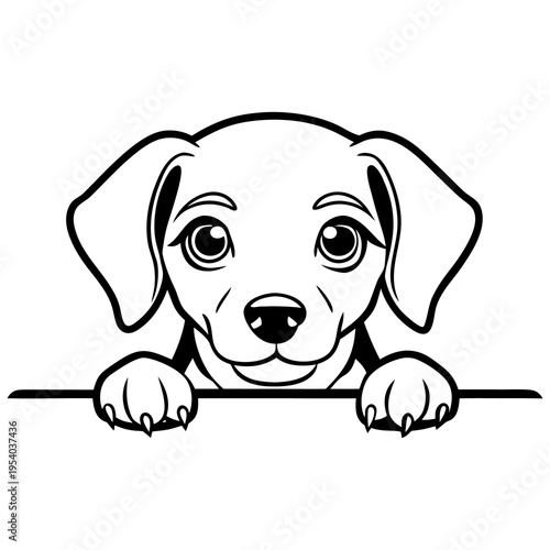 A happy brown cartoon puppy chewing a cute bone is an isolated vector illustration of a funny labrador pet that shows love for animals in this playful canine art drawing
