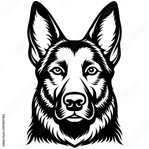 Black and white tribal wolf head vector illustration of a wild mascot beast and canine pet husky isolated on a white background for a tattoo or cartoon animal art